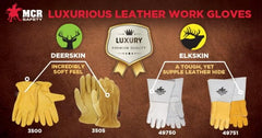 MCR Safety 3505L Regular Grade Deerskin Leather Palm Gloves Large 12-Pack