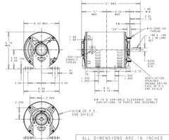 Marathon MK1408 56 Frame Open Drip Proof 5K42HN4089X Belt Drive Motor 1/2 hp 1800 RPM 208-230/460 VAC 3 Phase 1 Speed Ball Bearing Resilient Ring Mount