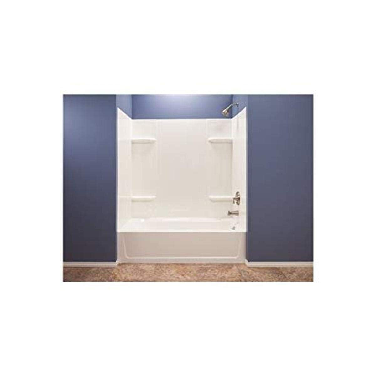 Mustee 53WHT Durawall Thermoplastic Bathtub Wall Kit, 5 Pieces, 4 Shelves, White