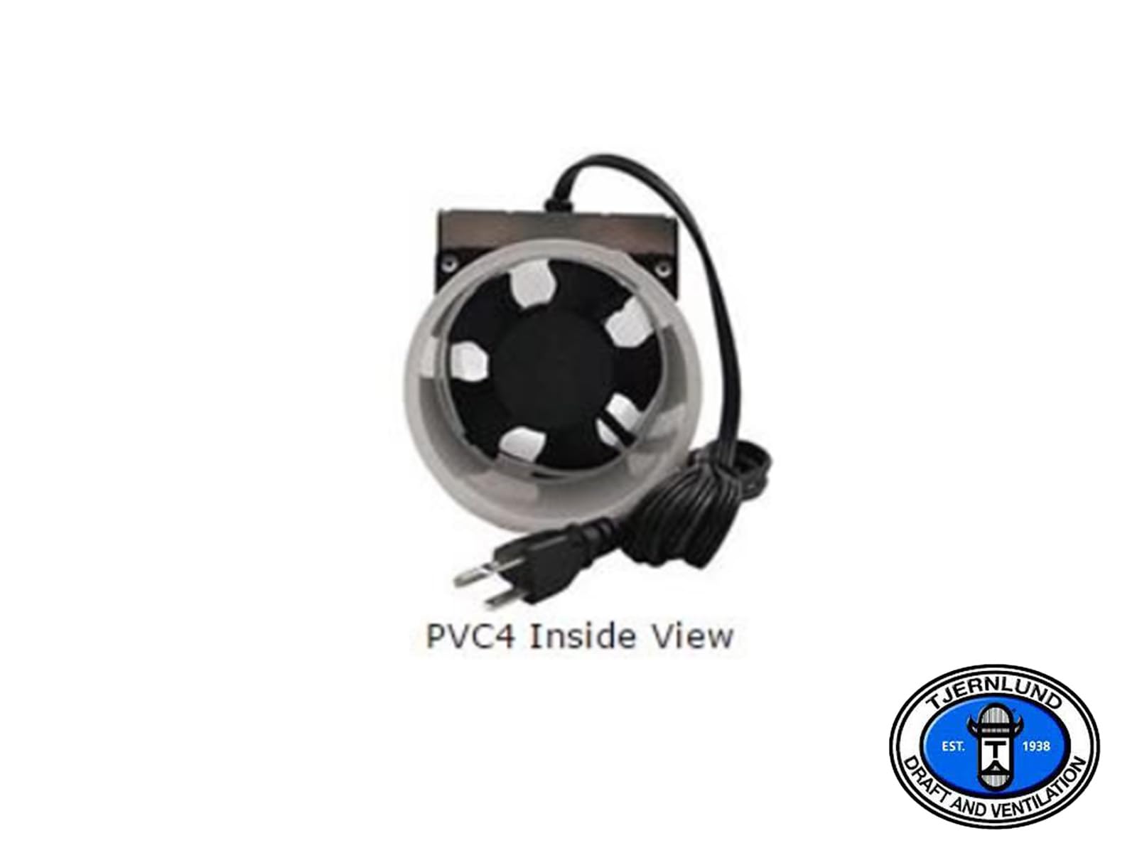 Tjernlund PVC4 Radon Mitigation Fan Model - Exhaust Fan with 6 Ft. Power Cord, Minimal Power Consumption, 4 In. PVC Pipe