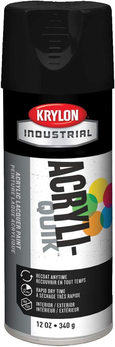 Krylon K01613A07 Acryli-Quik Lacquer Semi-Flat Black 12 Ounce