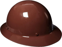 MSA 454672 Skullgard Full-Brim Hard Hat with Staz-On Pinlock Suspension - Non-slotted Cap, Phenolic Resin, Radiant Heat up to 350F, Standard Size, Brown