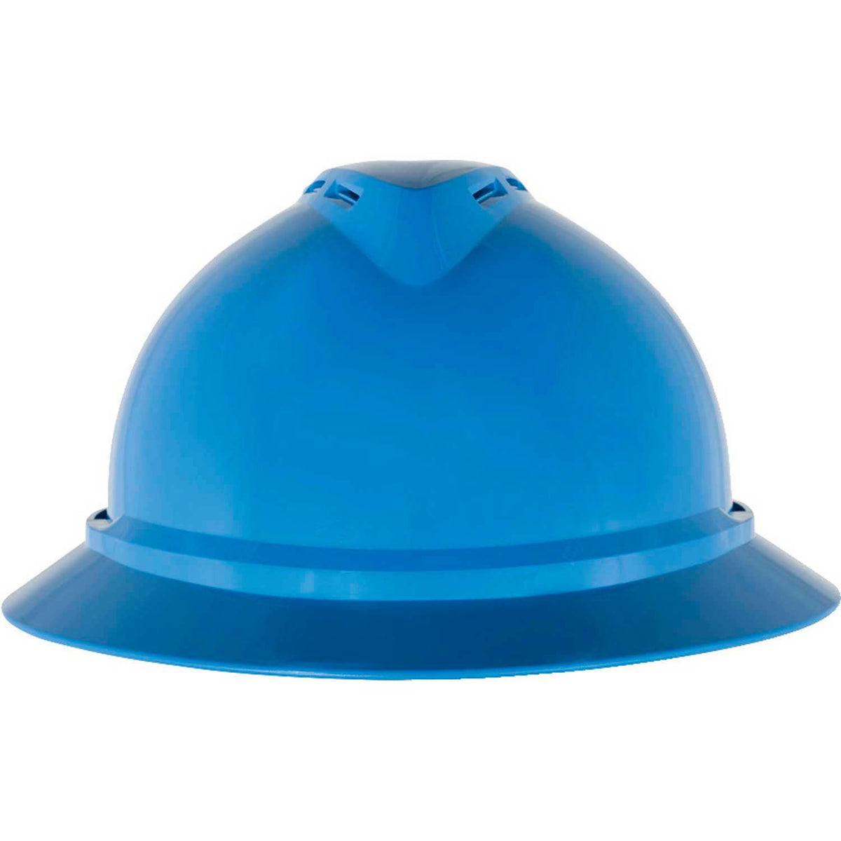 MSA 10167912 V-Gard 500 Full-Brim Hard Hat With Fas-Trac III Ratchet Suspension Polyethylene Shell Standard Size Blue