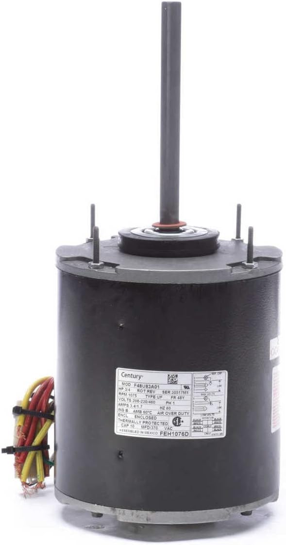 Century FEH1076D Condenser Fan Motor 3/4 HP 208-230/460 Volts 1075 RPM