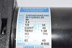 Leeson M1135042.00 Gearmotor 1/4 HP 62 RPM 90VDC TENV 13 40:1 Ratio 135 In-Lbs