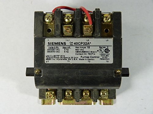 Siemens 40CP32AA Contactor 18A Max 3Ph Sz0 120/240V