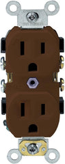 Leviton BR15 15-Amp, 125-Volt, Narrow Body Duplex Receptacle, Straight Blade, Commercial Grade, Self Grounding, Brown