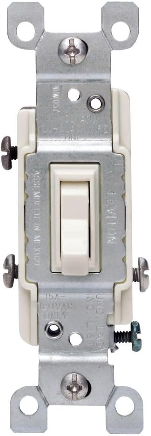 Leviton 1453-2T 15 Amp 120 Volt Toggle Framed 3-Way AC Quiet Switch Light Almond