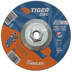 Weiler 58078 Tiger Zirc Grinding Wheel 6 inch 1/4 inch 5/8-11 Nut (Pack of 10)