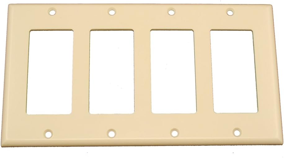 Leviton 80412-T Decora 4-Gang Standard Size Wallplate Thermoset Light Almond