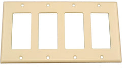 Leviton 80412-T 4-Gang Decora/GFCI Device Wallplate Standard Size Thermoset Light Almond