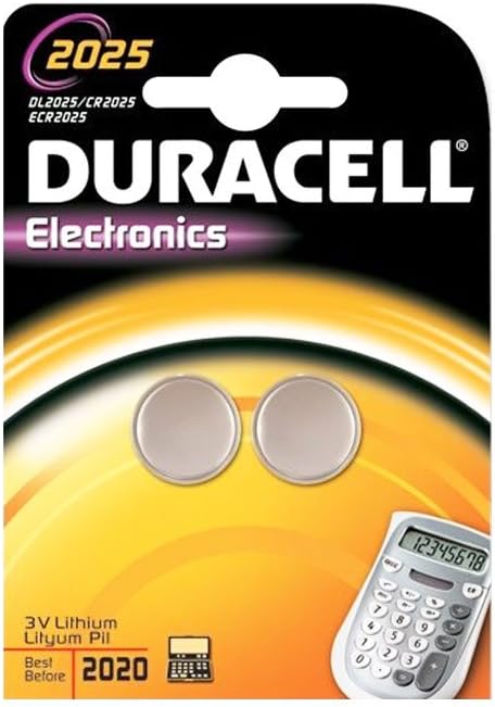 Duracell DL2025B2PK 3V Lithium Watch/Electronic Coin Cell Battery 2pk