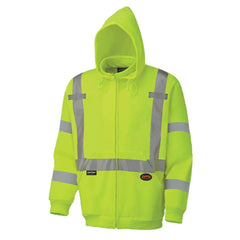 Pioneer V1060461U-L High Visibility Safety Hoodie Zipper Pockets Polyester Fleece Orange and Yellow/Green