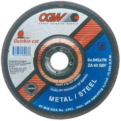 CGW Abrasives 45002 Quickie Cut 4 1/2 in x 0.045 in T27 ZA60-S-BF Cut-Off Wheel