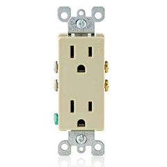 Leviton 5325-I 15 Amp, 125 Volt, Decora Duplex Receptacle, Residential Grade, Grounding, Ivory