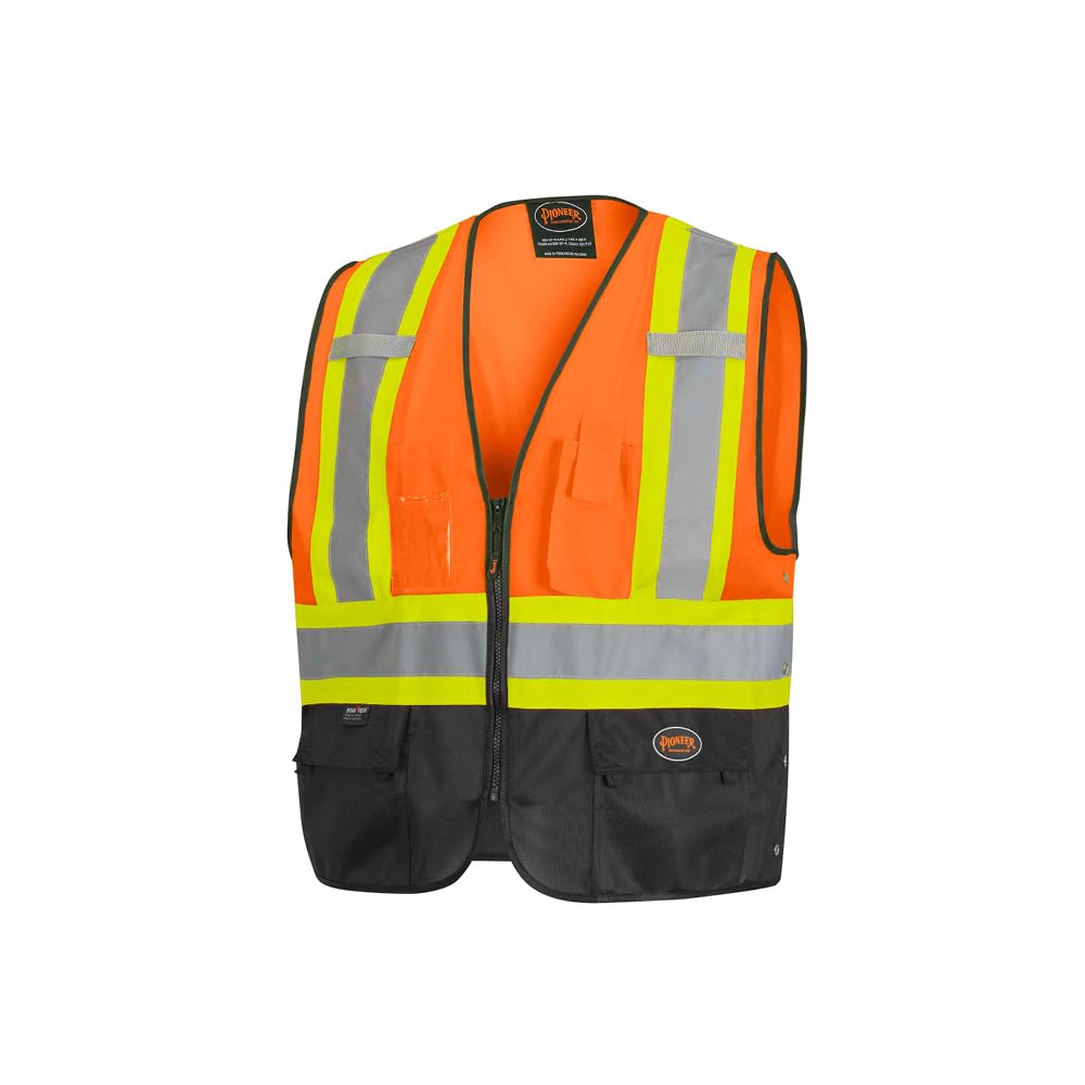 Pioneer V1020251U-2/3XL Safety Vest Tricot Polyester Interlock Zipper Front Closure 2/3X-Large