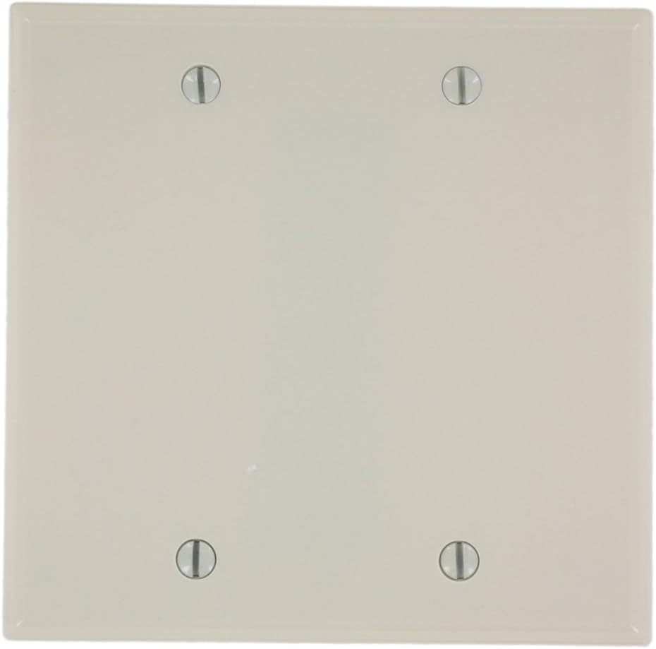 Leviton 78025 2-Gang No Device Blank Wallplate Standard Size Thermoset Box Mount Light Almond