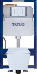 Toto CWT449249CMFG#WH SP Wall-Hung Square-Shape Toilet and DuoFit In-Wall 1.28 and 0.9 GPF Dual-Flush Tank System With Copper Supply