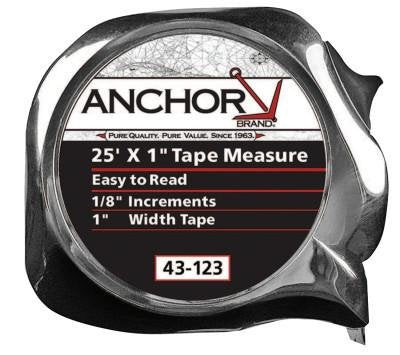 Anchor Brand 103-43-123 1 in x 25 ft Read Tape Measure