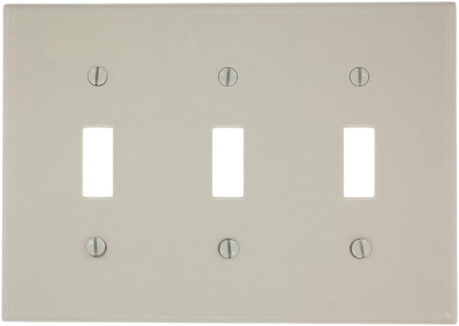 Leviton 78011 3-Gang Toggle Device Switch Wallplate Standard Size Thermoset Light Almond