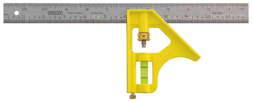 Stanley 46-123 Combination Square 12 inches Die-Cast Metal Yellow