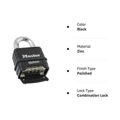 Master Lock 1178 Combination Padlock Black/Silver