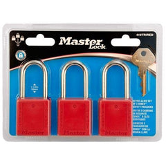 Master Lock 410TRIRED Zenex Thermoplastic Safety Lockout Padlock Red Keyed-Alike 3 Pack