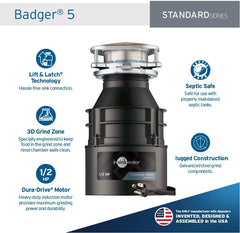 InSinkErator BADGER5W/C Badger 5 Garbage Disposal with Power Cord 1/2 HP