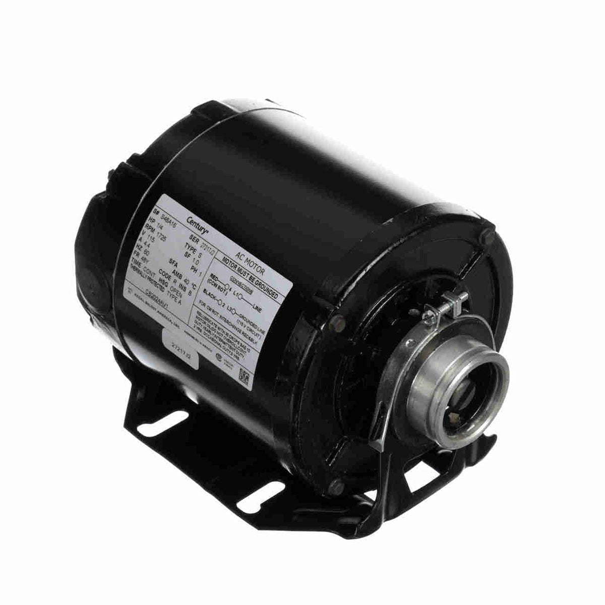 Century CB2024AV1 Carbonator Pump Motor 1/4 HP 1725 RPM 115V 48Y Frame