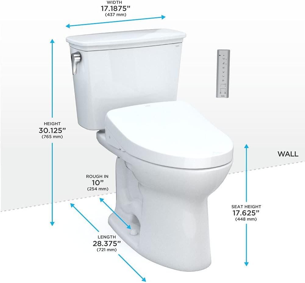 Toto MW7763056CEFGA.10#01 Drake Washlet+ Two-Piece Elongated 1.28 GPF Toilet Cotton White