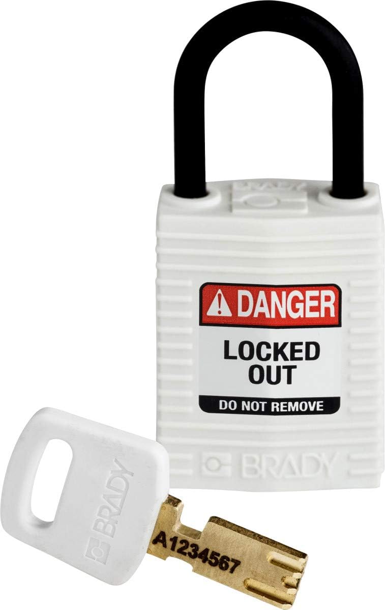 Brady CPT-WHT-25PL-KD SafeKey Lockout Padlock - Nylon - 1.0 Plastic Shackle Vertical Clearance