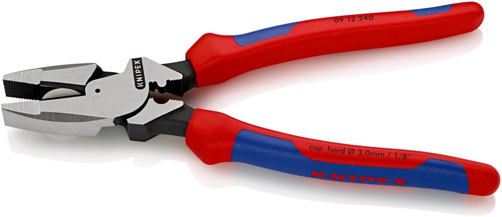 KNIPEX 09 12 240 SBA 9.5-Inch Ultra-High Leverage Lineman's Pliers with Fish Tape Puller and Crimper