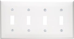 Leviton 80712-W 4-Gang Toggle Device Switch Wallplate Standard Size Thermoplastic Nylon White