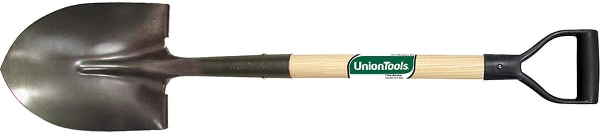 UnionTools 43106 Round Point Shovel Poly D-Grip 28 inch Handle