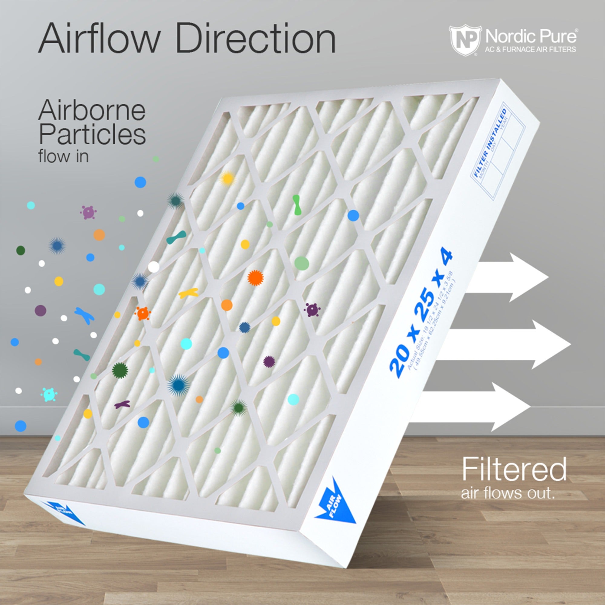 NORDIC PURE Nordic Pure 16x24x4M8-2 Pleated Air Filter Merv 8 2 Pack
