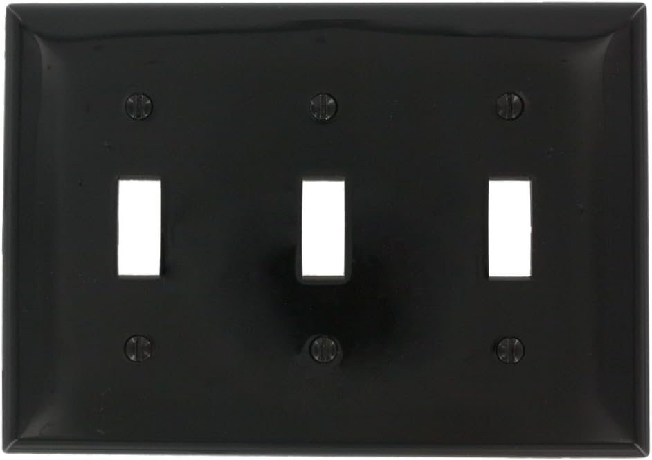 Leviton 80711-E 3-Gang Toggle Device Switch Wallplate, Standard Size Thermoplastic Nylon Black