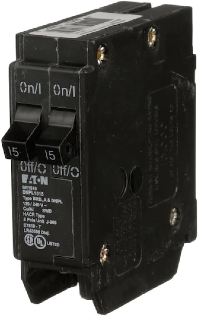 Eaton BR1515 Plug-On Mount Type BR Duplex Circuit Breaker 15 Amp 120/240 Volt AC