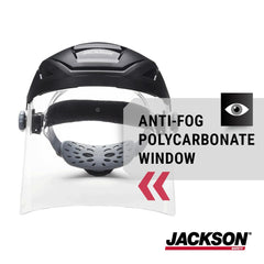 Jackson Safety 14262 F4XP Crown Face Shield Ratcheting Safety Headgear Clear Anti-Fog Polycarbonate Window