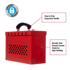 Master Lock 498A Lockout Tagout Portable Group Lock Box, 12 Padlock Capacity, Red