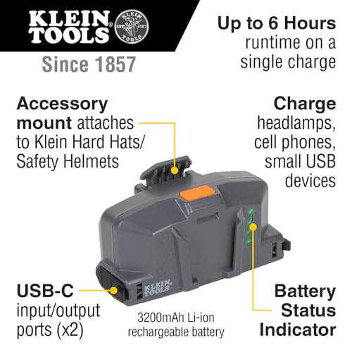 Klein Tools 60155 Cooling Fan for Hard Hat, USB Rechargeable