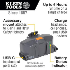 Klein Tools 60155 Cooling Fan for Hard Hat, USB Rechargeable