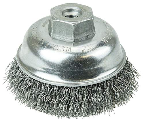 Weiler 13178 Crimped Wire Cup Brush 3-1/2 in Dia. Steel Wire Fill 3/8-24 UNF Nut Made in the USA