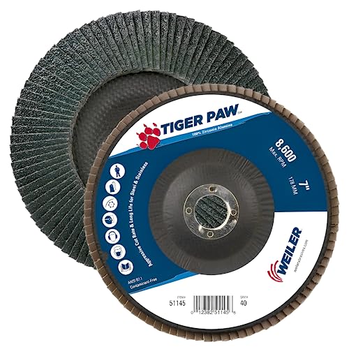 Weiler 51145 Tiger Paw Abrasive Flap Disc 40 Grit 7/8 Arbor 10 Pack