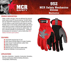 MCR Safety 952M HyperFit Mechanics Work Gloves Synthetic Leather Palm Reflective Logo