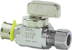 Viega 94031 PureFlow 1/2 in. x 1/4 in. Zero Lead Press Stop Valve Straight Chrome