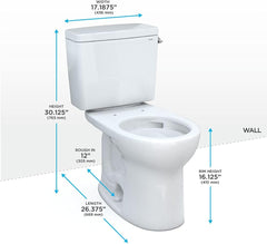 TOTO CST775CEFRG#01 Drake Two-Piece Round 1.28 GPF Universal Height Tornado Flush Toilet with CEFIONTECT