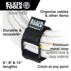 Klein Tools 450-600 Hook and Loop Cinch Straps 6-Inch, 8-Inch, 14-Inch Multi-Pack