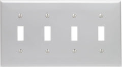 Leviton 80712-GY Wallplate 4 Gangs Toggle Switch Thermoplastic Gray