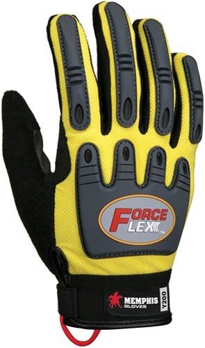 MCR Safety Y200M ForceFlex Clarino Synthetic Leather Palm Pad Gloves with Adjustable Wrist Closure, Yellow/Black, Medium, 1-Pair