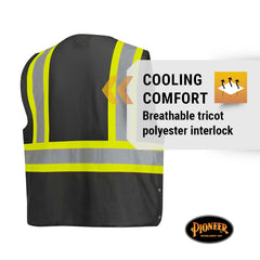 Pioneer V1021571U-2/3XL Safety Vest - Hi Vis Reflective Solid Neon, 8 Pockets, Adjustable for Construction & Traffic Work